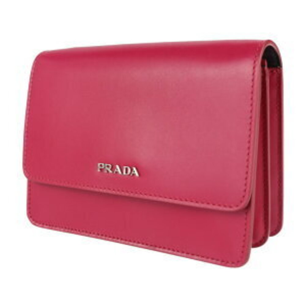 PRADA shoulder bag PEONIA of calf leather pink wallet pochette clutch - Picture 2 of 9